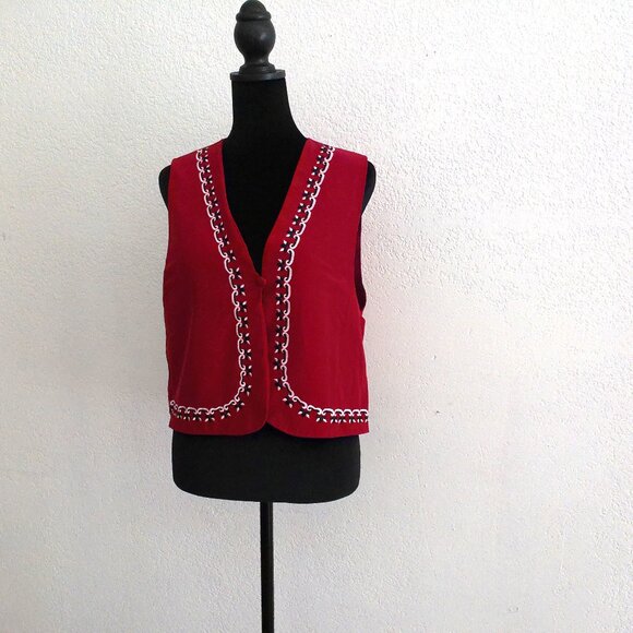 Diane Von Furstenberg, Red Vest, 100% silk, with embroidered detail - Picture 4 of 11